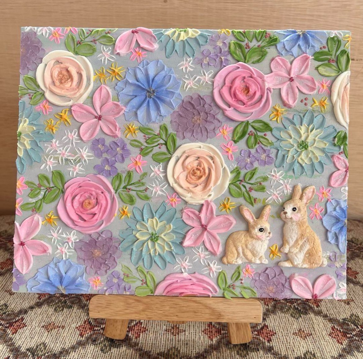 テクスチャアート絵画✴ bunny &Garden ✴